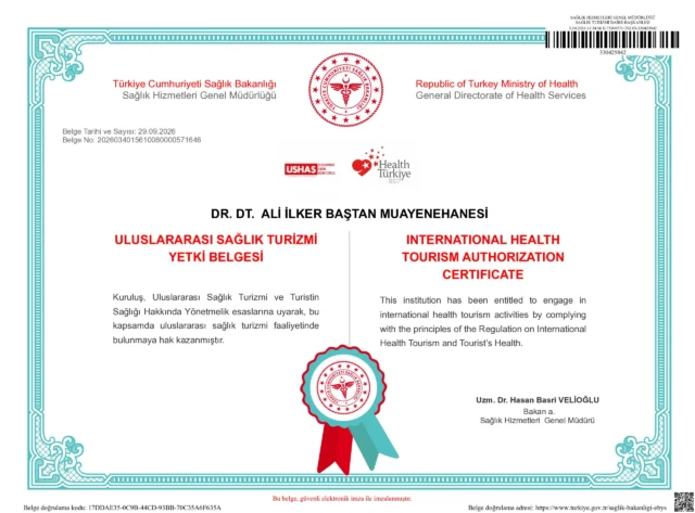 Ali İlker Baştan – Zulassungsbescheinigung für Gesundheitstourismus